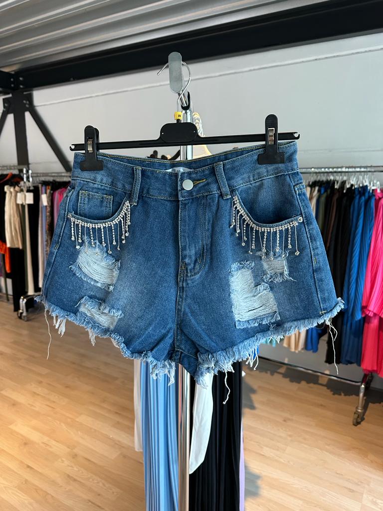 Korte Spijker Broek met Broekzak steentjes