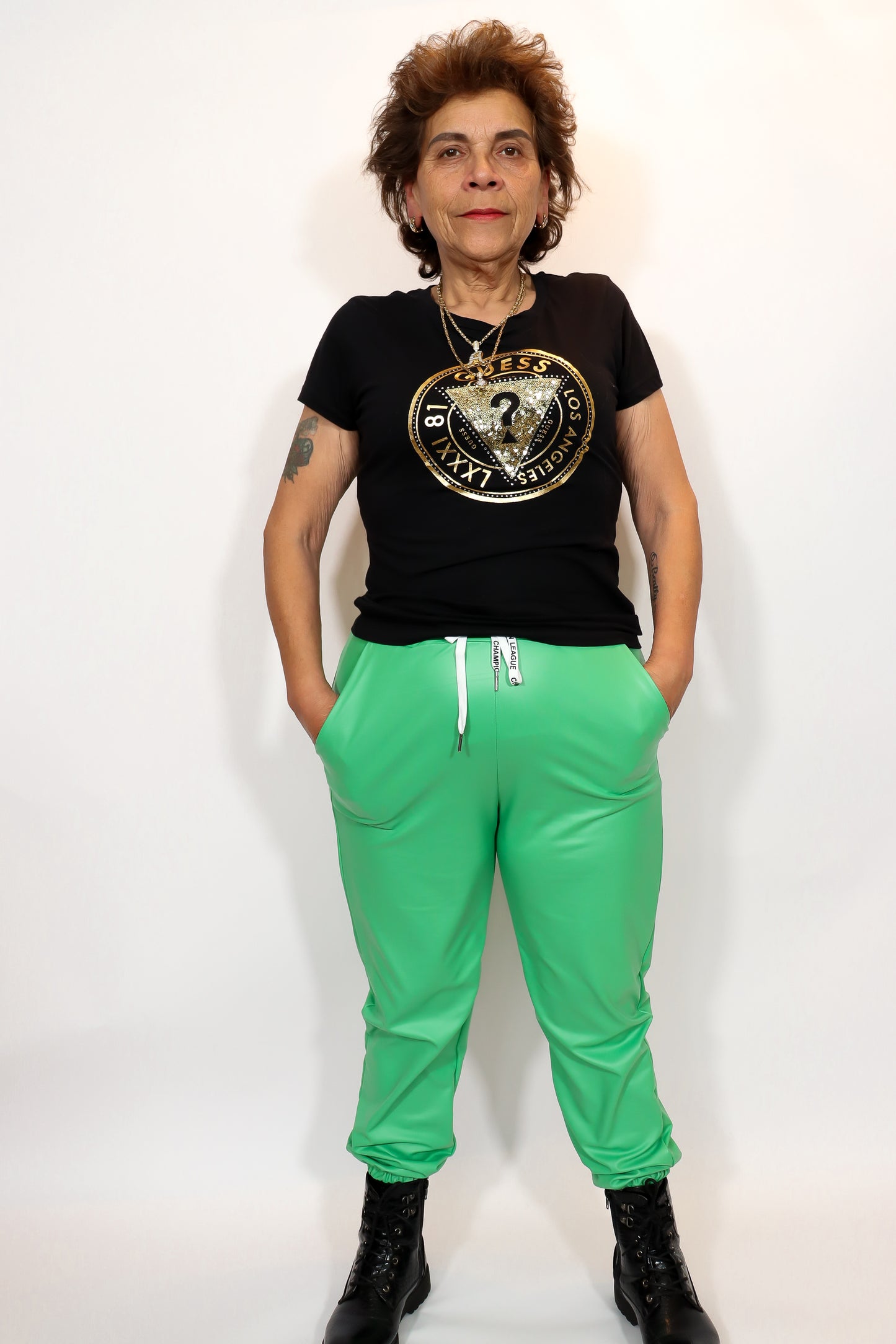 Faux Leather Broek | Groen