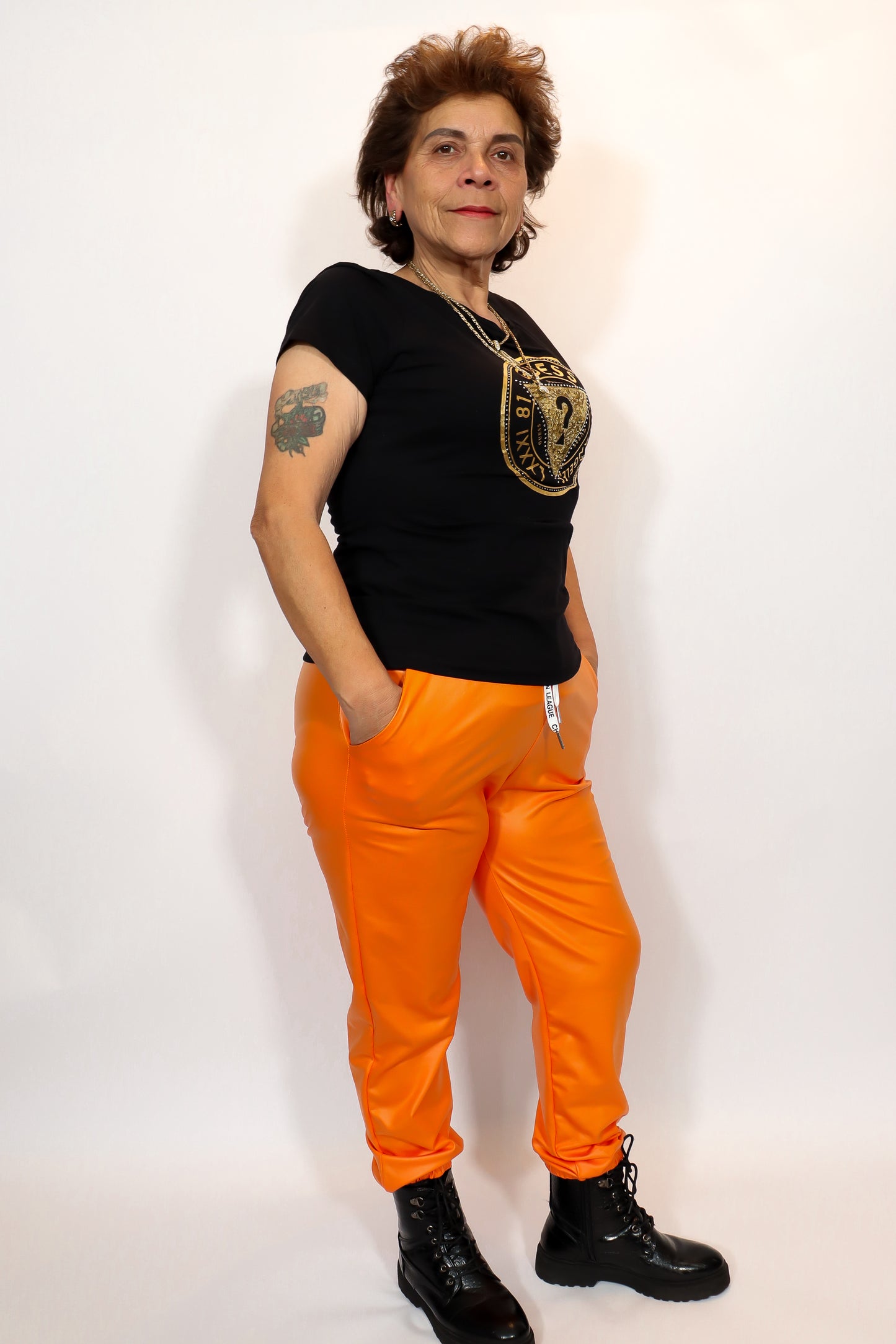 Faux Leather Broek | Oranje