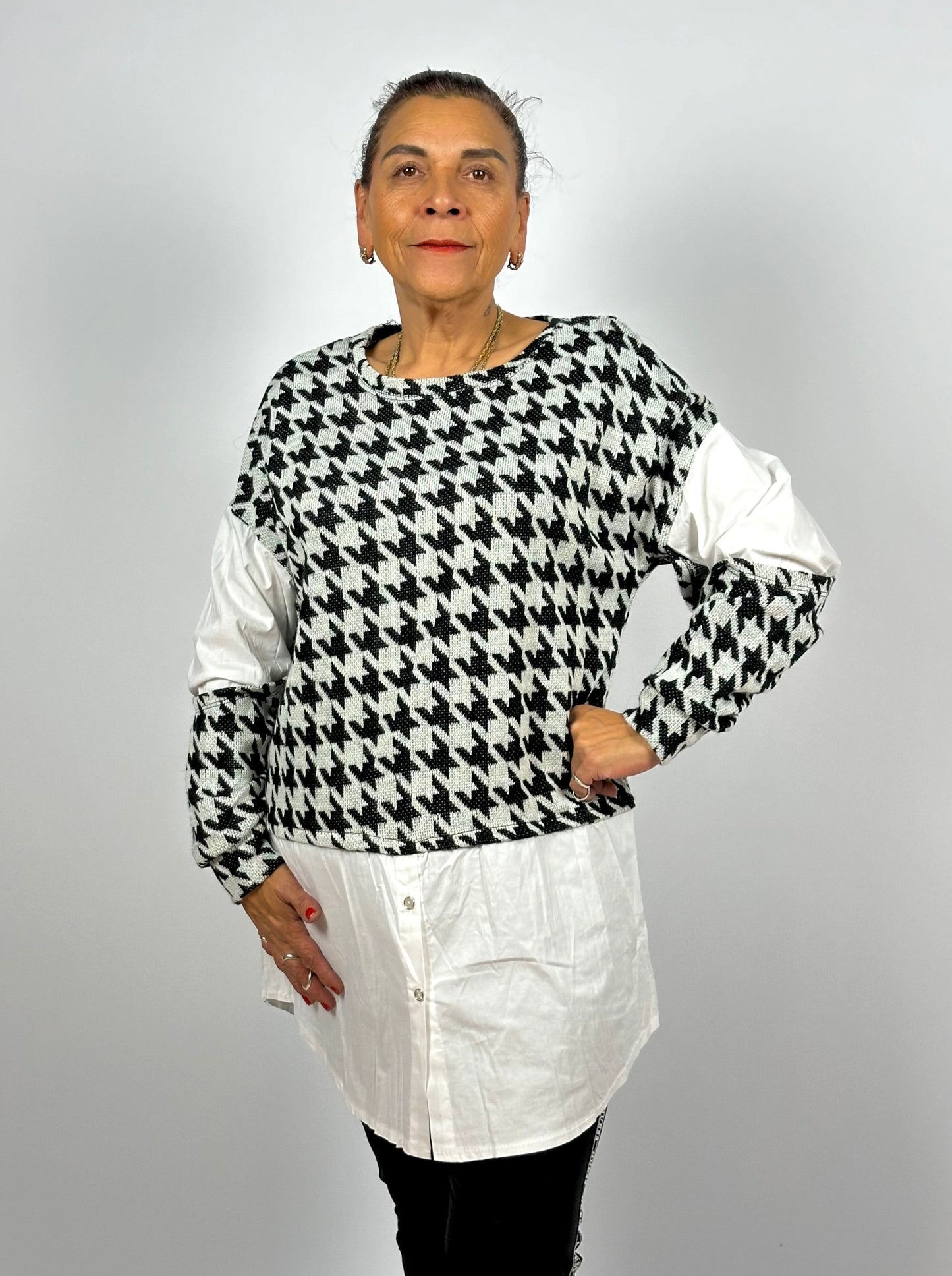 Chequer Sweater Blouse