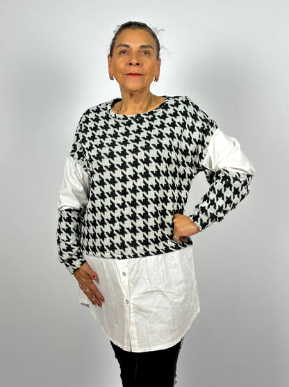 Chequer Sweater Blouse