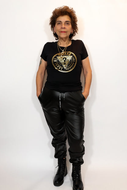 Faux Leather Broek | Zwart