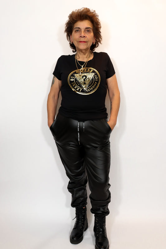 Faux Leather Broek | Zwart