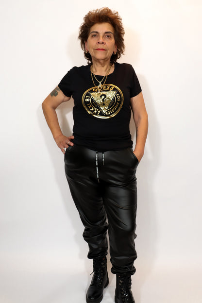 Faux Leather Broek | Zwart