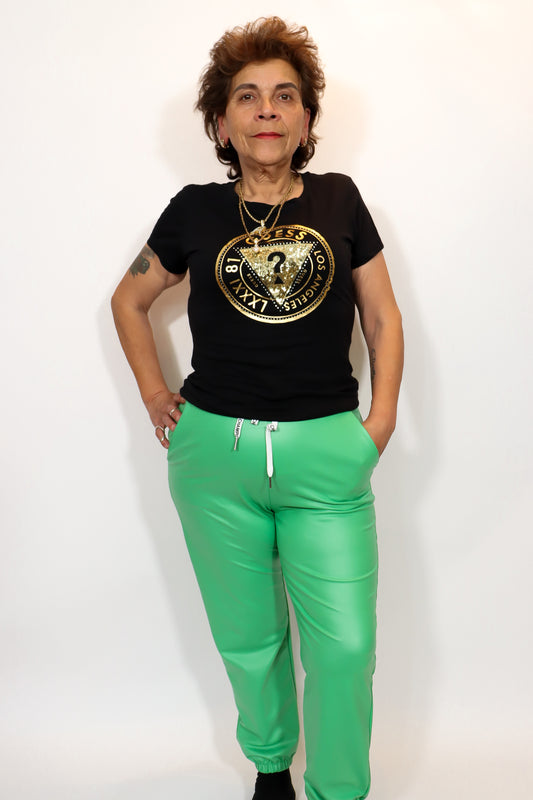 Faux Leather Broek | Groen