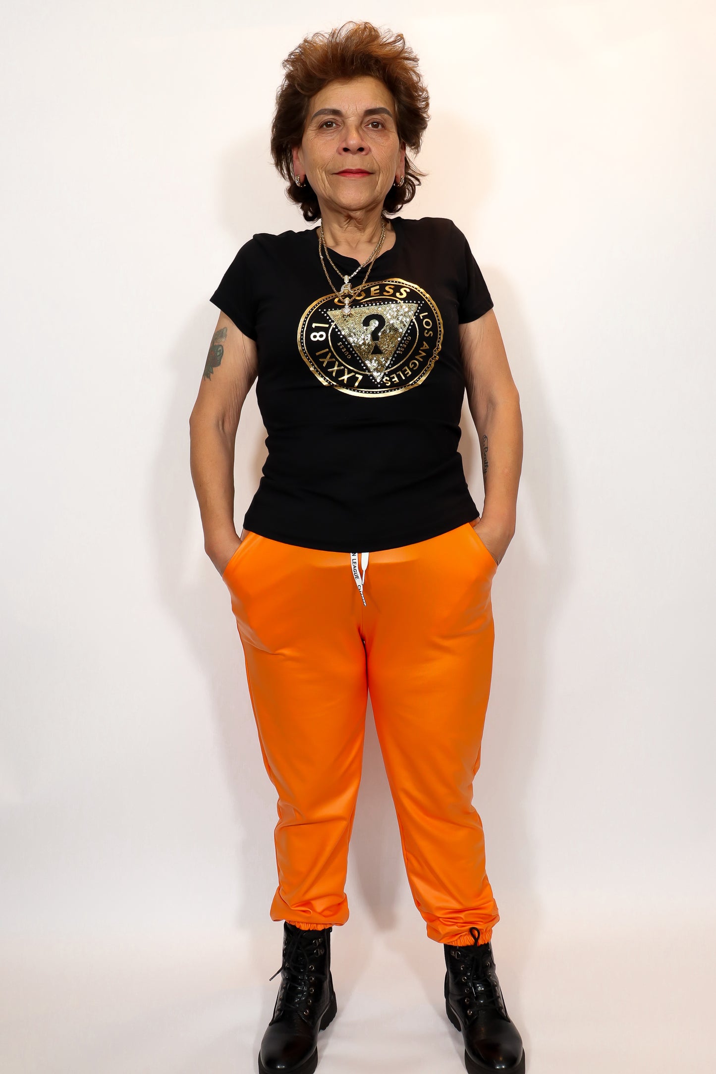 Faux Leather Broek | Oranje