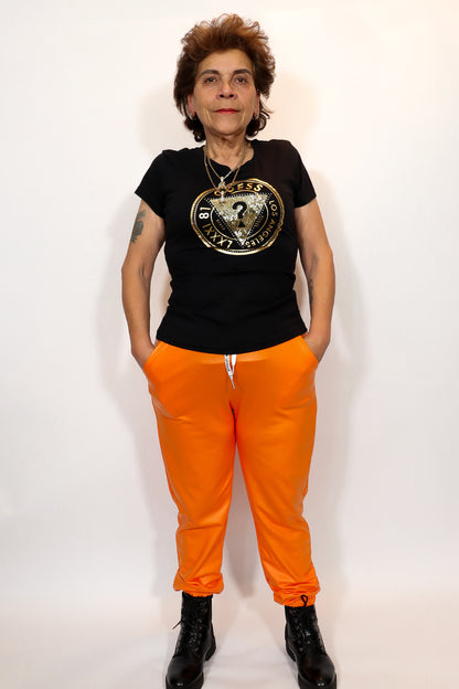 Faux Leather Broek | Oranje