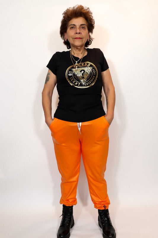 Faux Leather Broek | Oranje