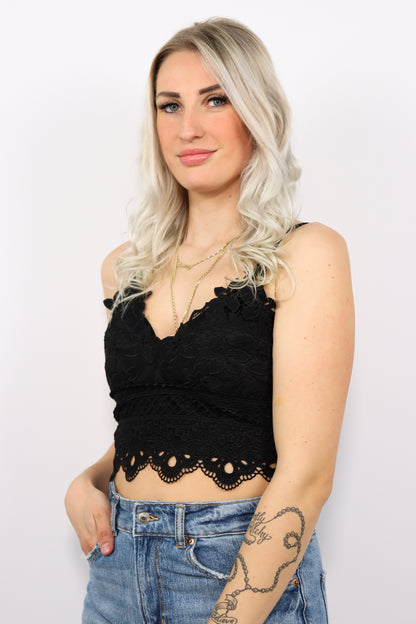 Bohemian Top Met Strik | Zwart