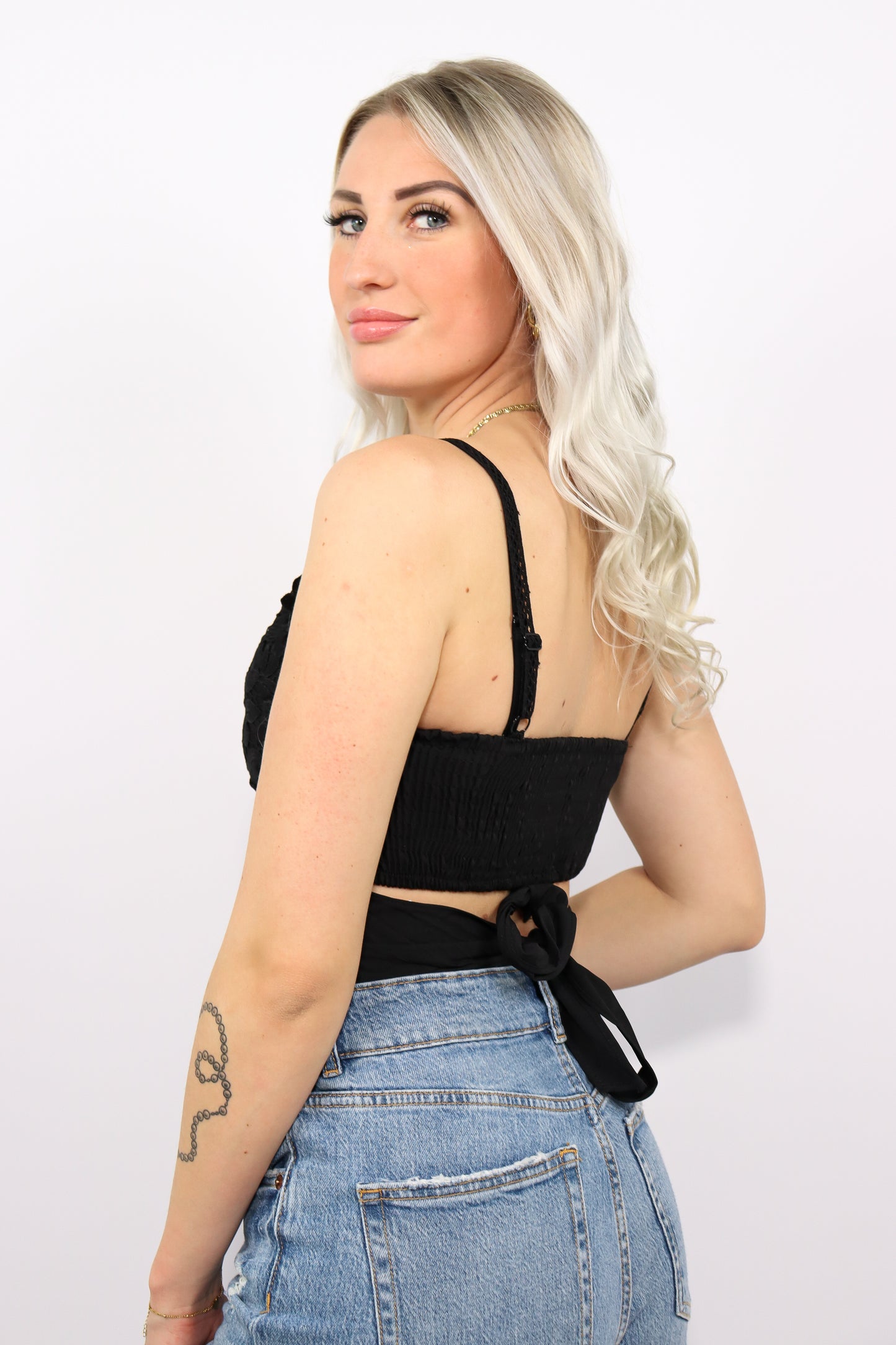 Bohemian Top Met Strik | Zwart